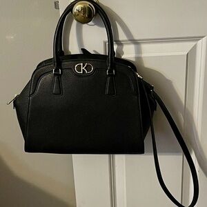 Kate Spade New York Black Leather Peppled Large Satchel KYLA with Gold Zip New